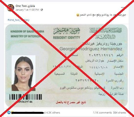 صورة الهوية التي تداولها النشطاء على مواقع التواصل الاجتماعي على نطاق واسع (أ ف ب)